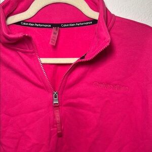 Pink Cropped quarter zip Calvin Klein performance sweatshirt